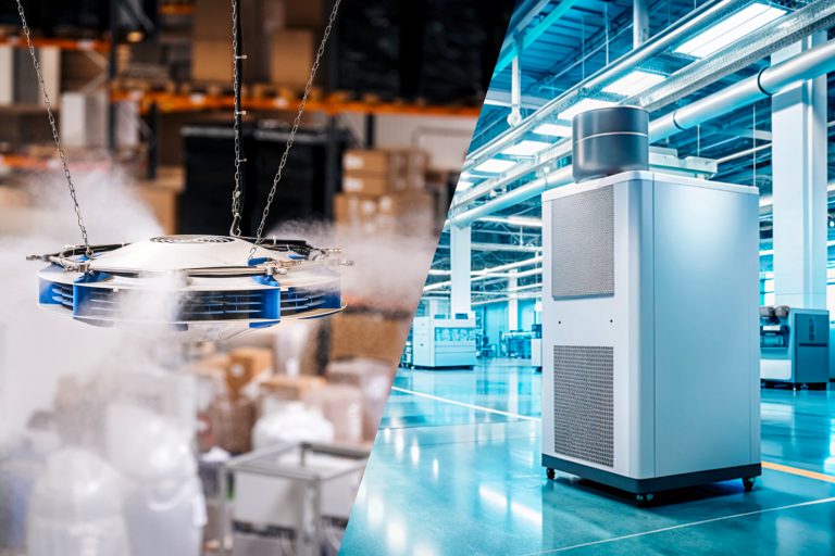 Luftrenser vs Luftbefukter, støv på fabrikk, støv på jobb, støv i luften, støvreduksjon